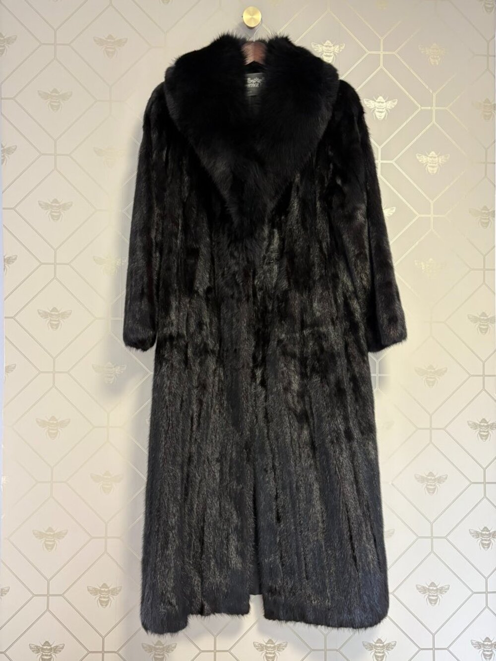 Diana Full-Length Black Mink + Black Fox Collar